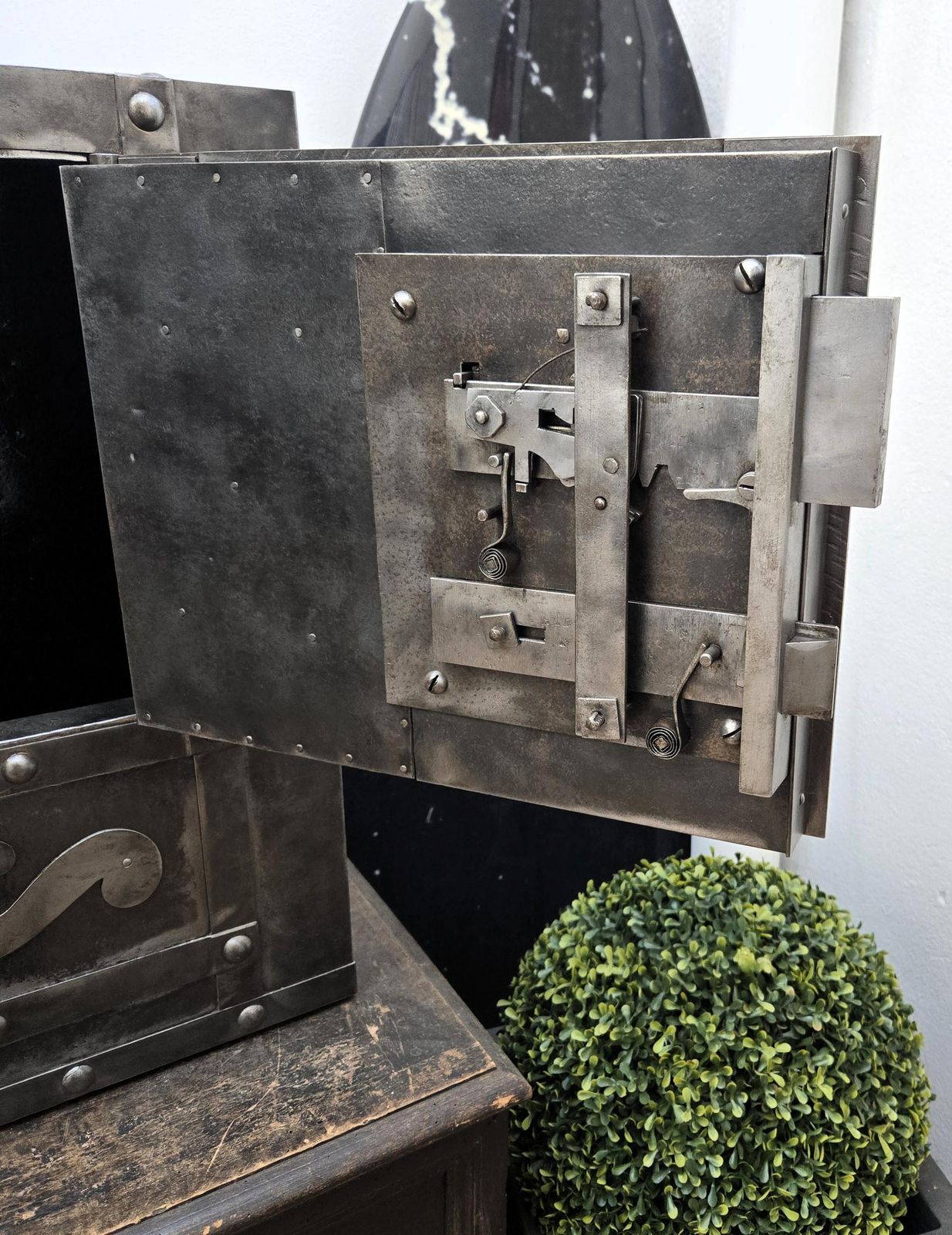 18th Century Wrought Iron Italian Antique Hobnail Safe Strong Box Bar Cabinet photo 4893.0