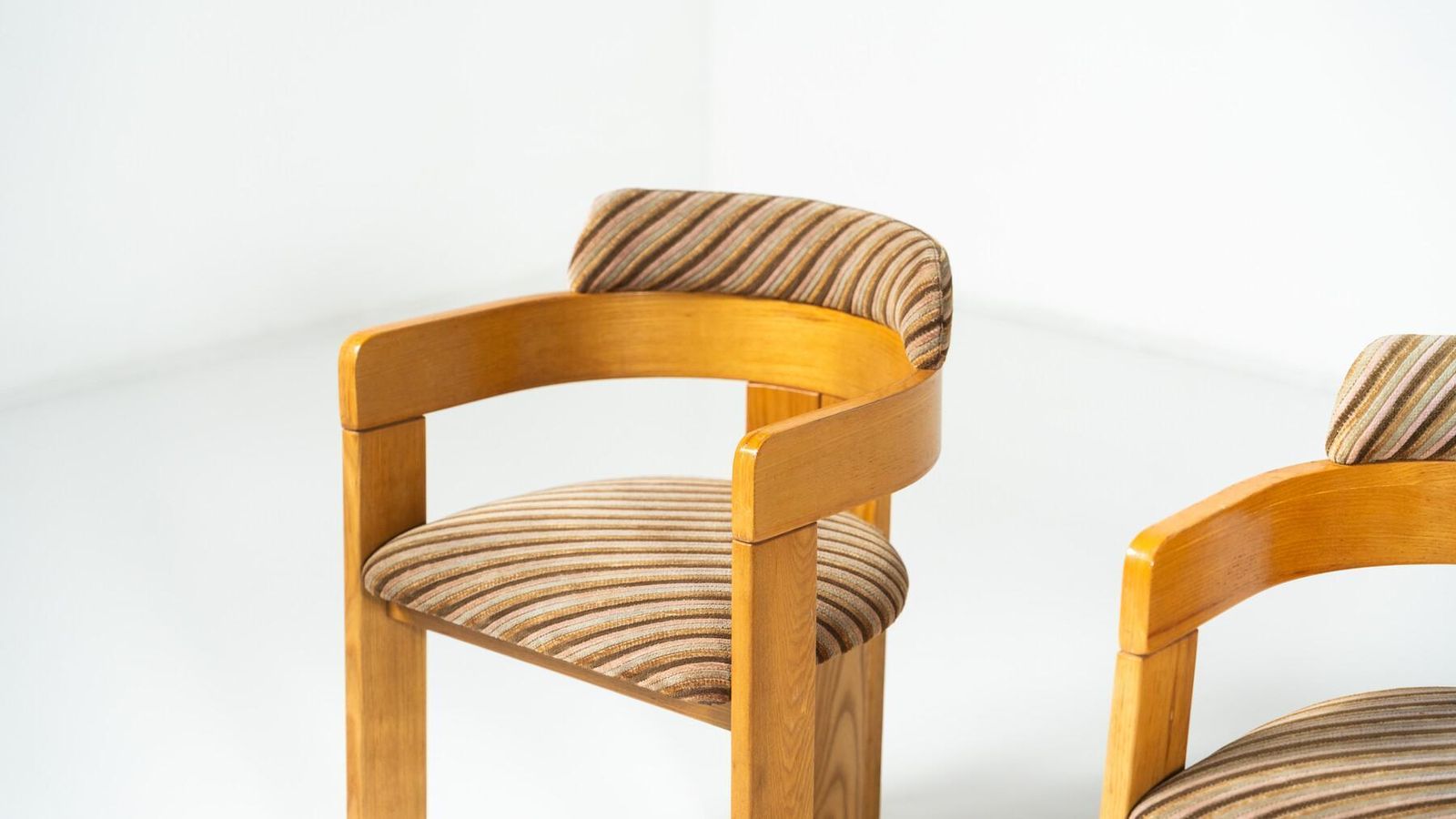 Set Of 4 Armchairs, Wood And Fabric, Italy, 1970s photo 2512.0