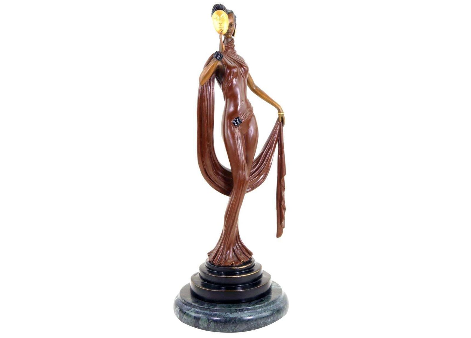 Sculpture Dancer With Mask In Bronze, Art Deco Style, 20th Century photo Art