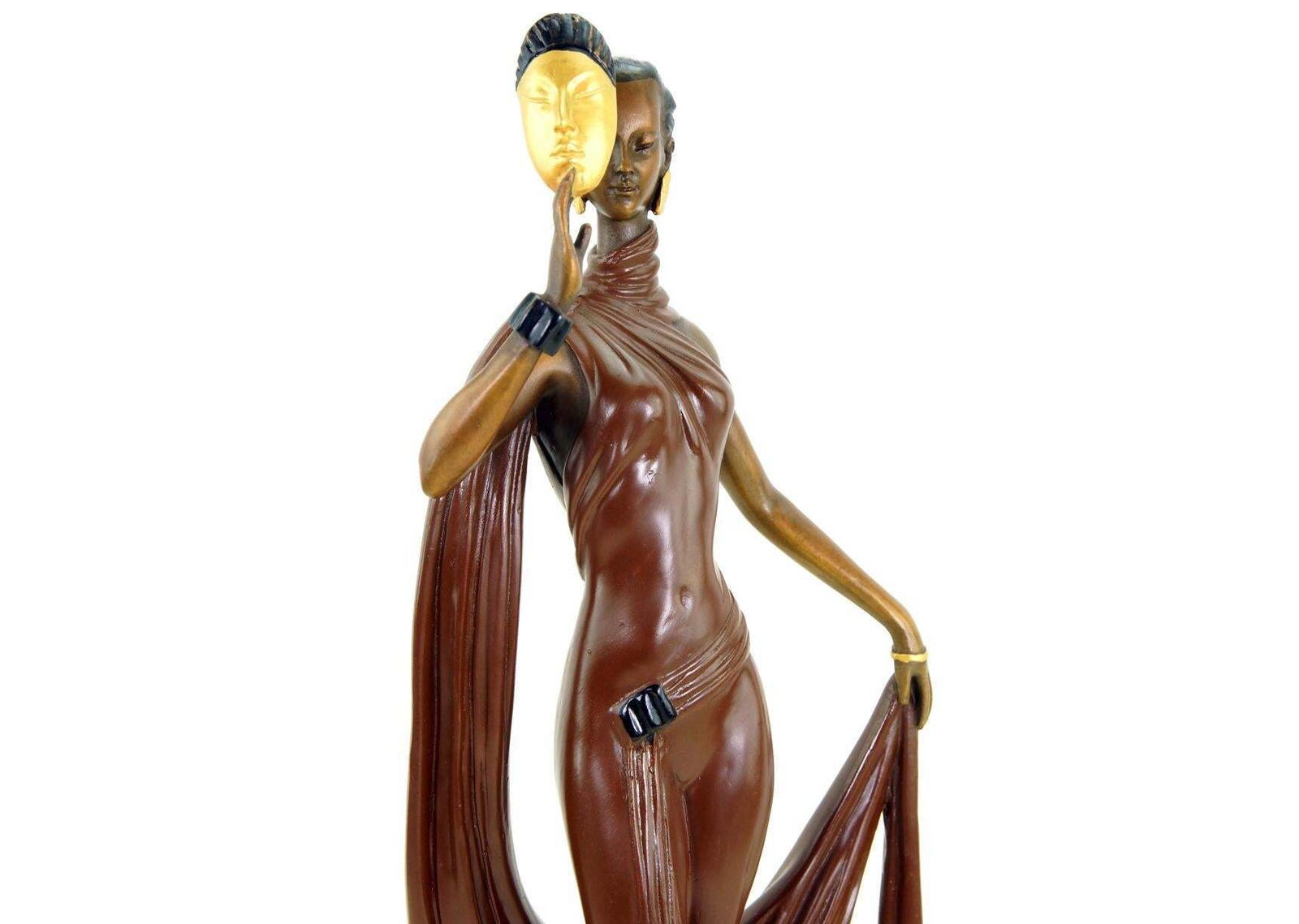 Sculpture Dancer With Mask In Bronze, Art Deco Style, 20th Century photo 1730.0