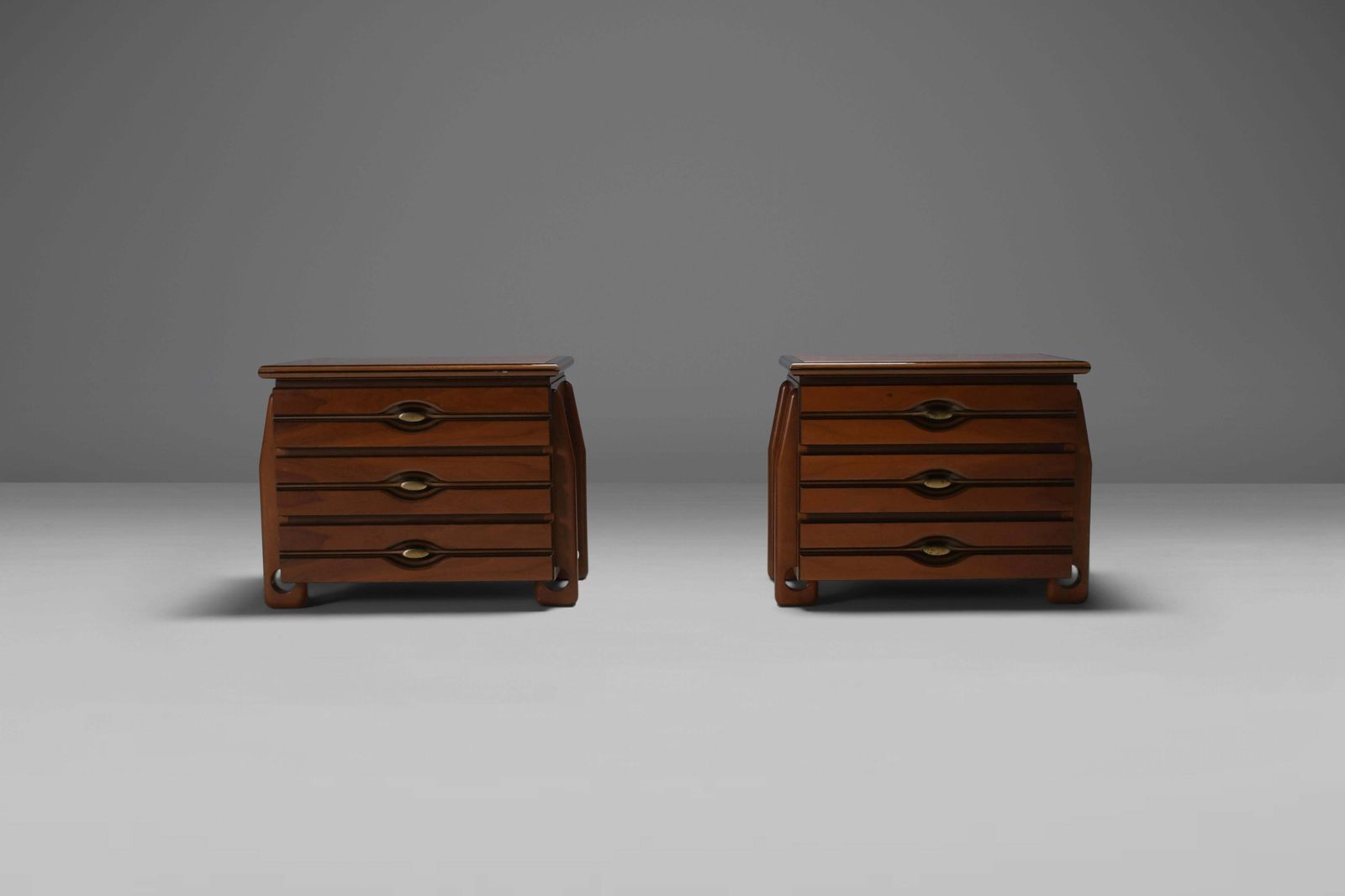 Set Of Walnut Cabinets / Chest Of Drawers By Mobil Girgi, Italy 1970s photo furniture