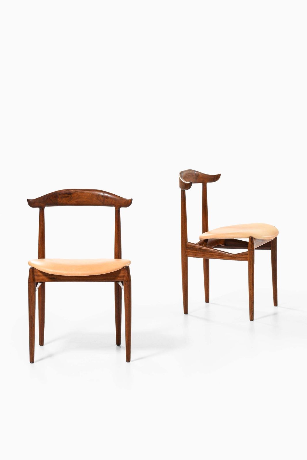 Set Of 6 Dining Chairs In Leather And Rosewood By Knud Færch, 1950s photo for sale