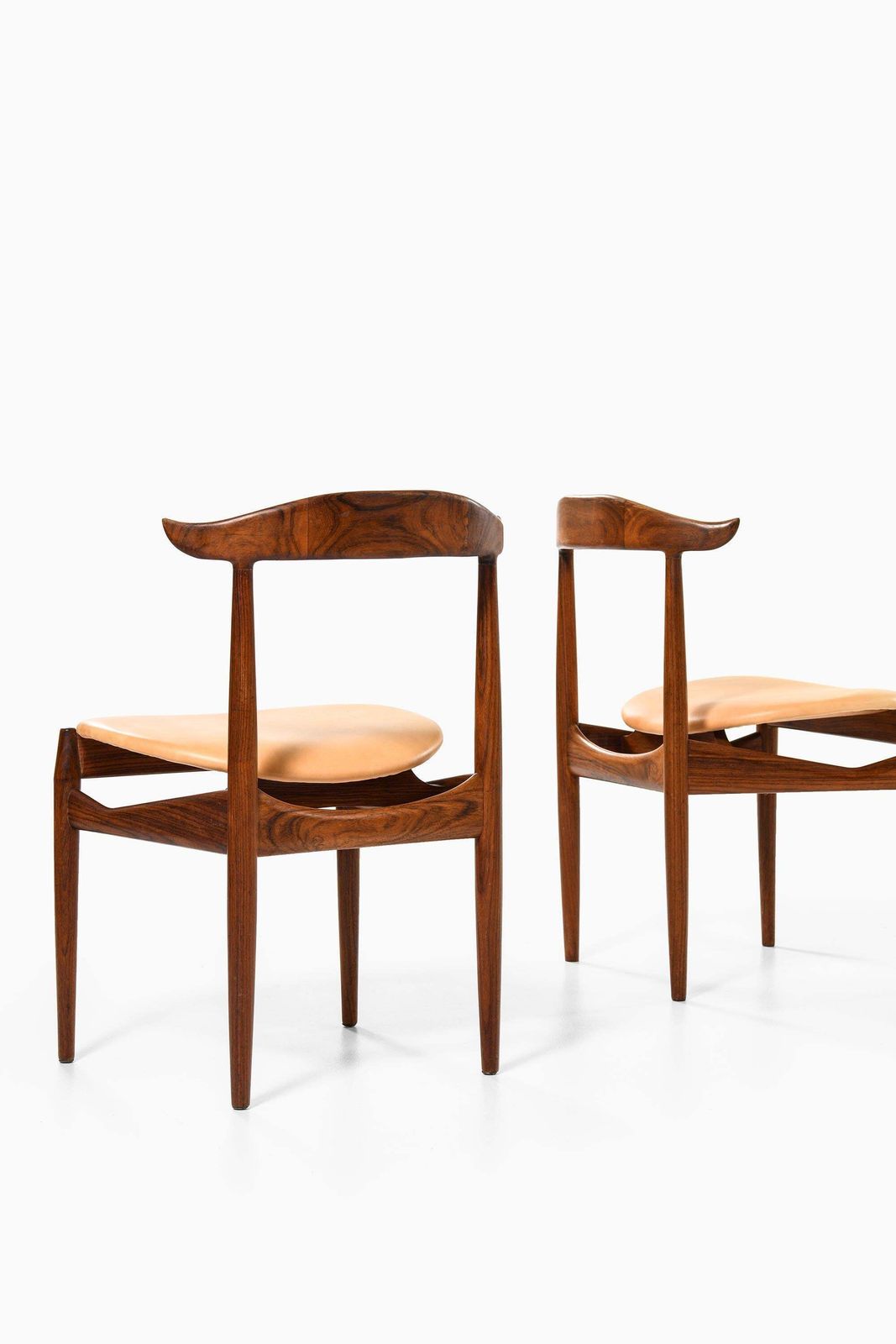 Set Of 6 Dining Chairs In Leather And Rosewood By Knud Færch, 1950s photo buy