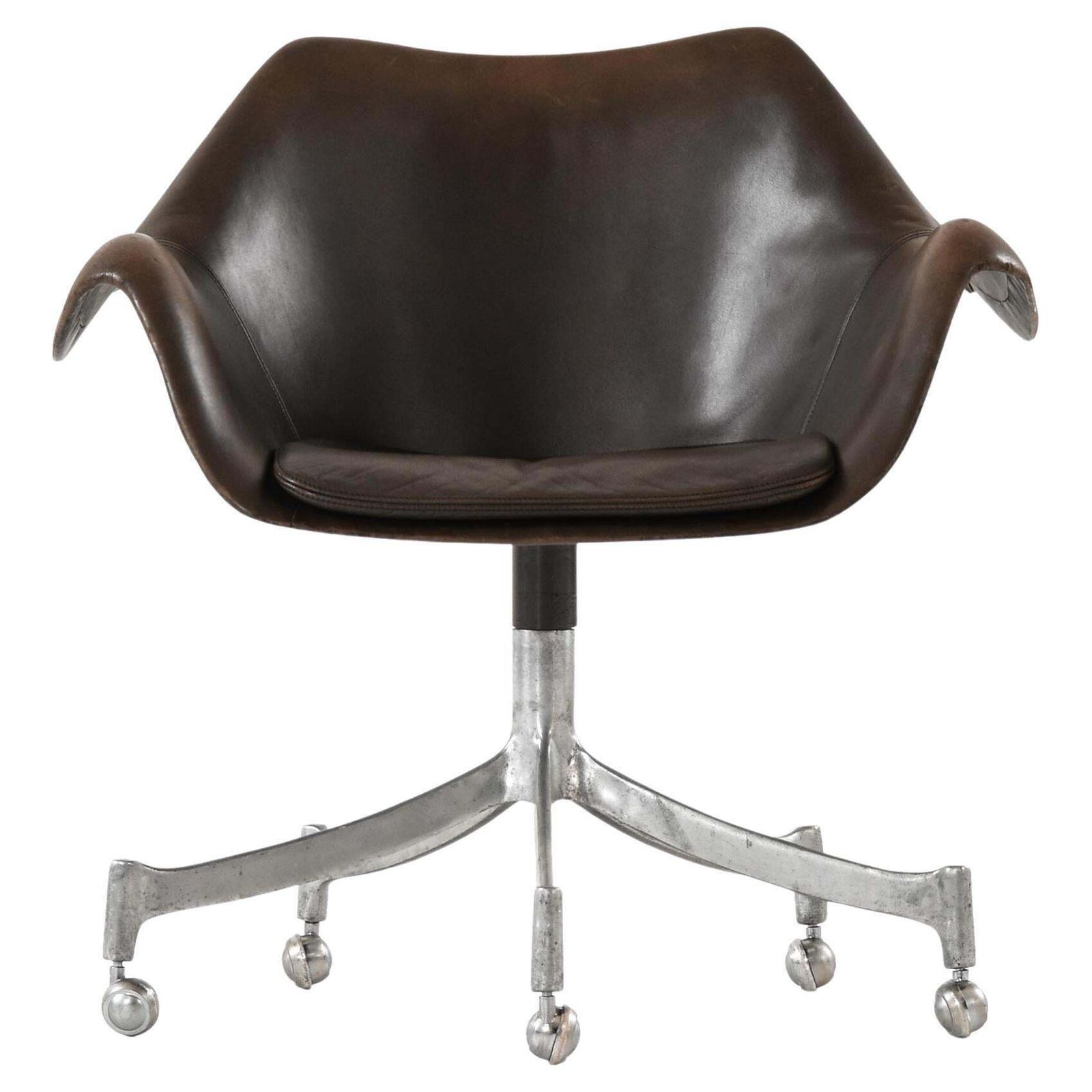 Office Chair In Aluminum And Leather By Jørgen Lund & Ole Larsen, 1960s