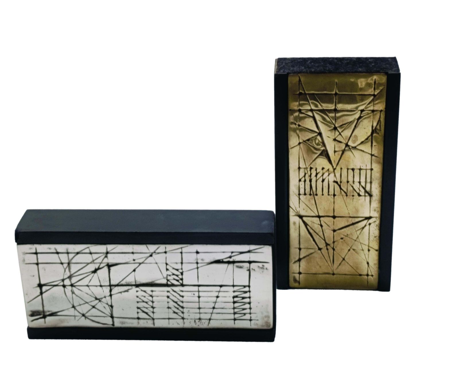 photo furniture Walter Valentini Pair Of Bronze Sculptures "Tables," Italy 1980s