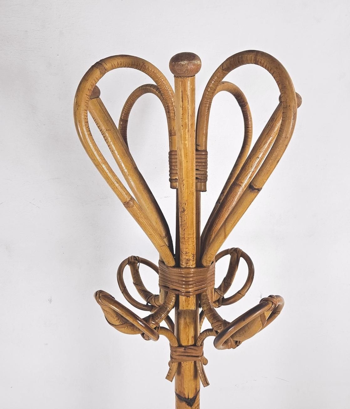 Bamboo Coat Rack In The Manner Of Albini, Mid Century Italian Design, 1960 photo vintage