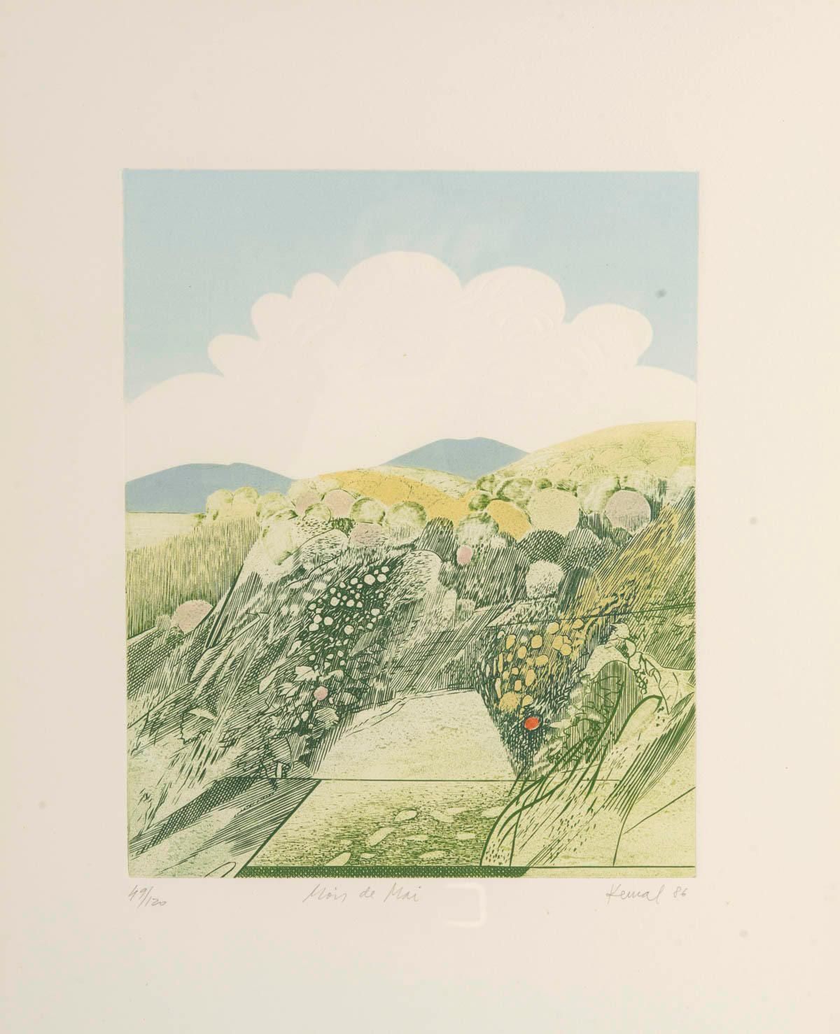 Lithograph By Kemal, 1986, On The Month Of May. photo furniture