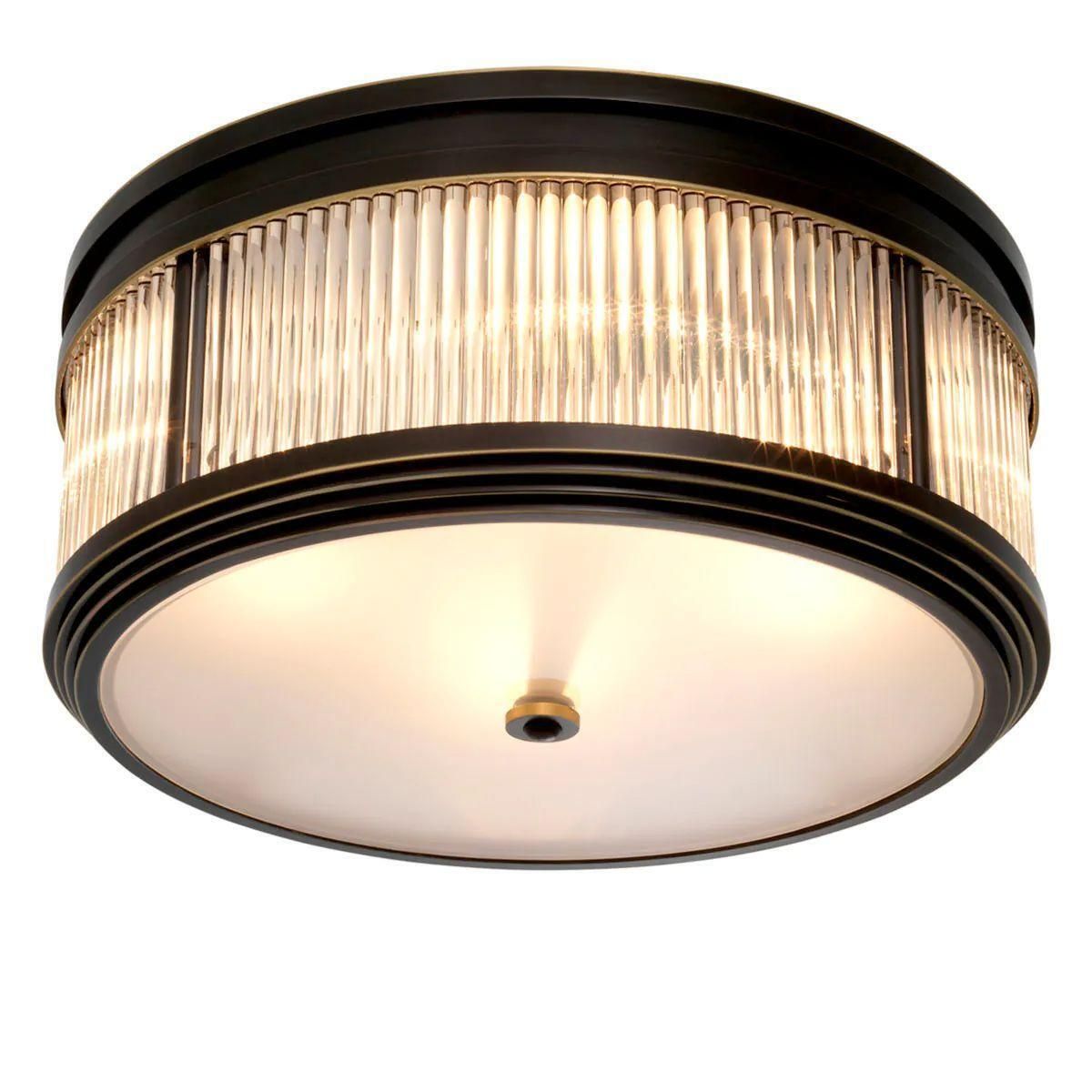 Ceiling Lamp With Wronze Highlight Finish, Clear And Frosted Glass photo Lighting