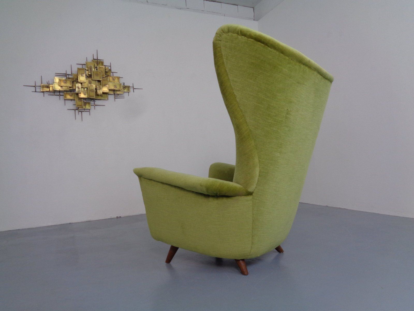 Italian Mohair Wingback Chair, 1950s photo 2093.0