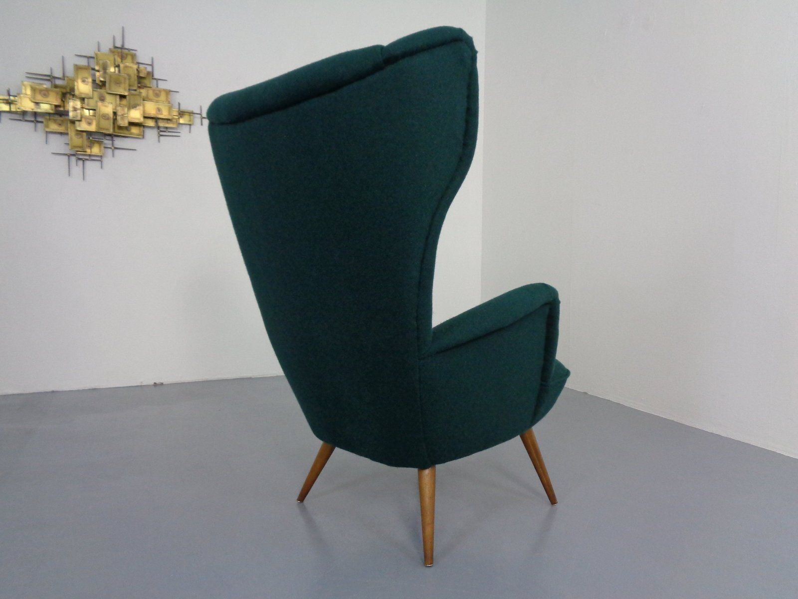 French Wingback Chair With Kvadrat Tonica Upholstery, 1950s photo vintage