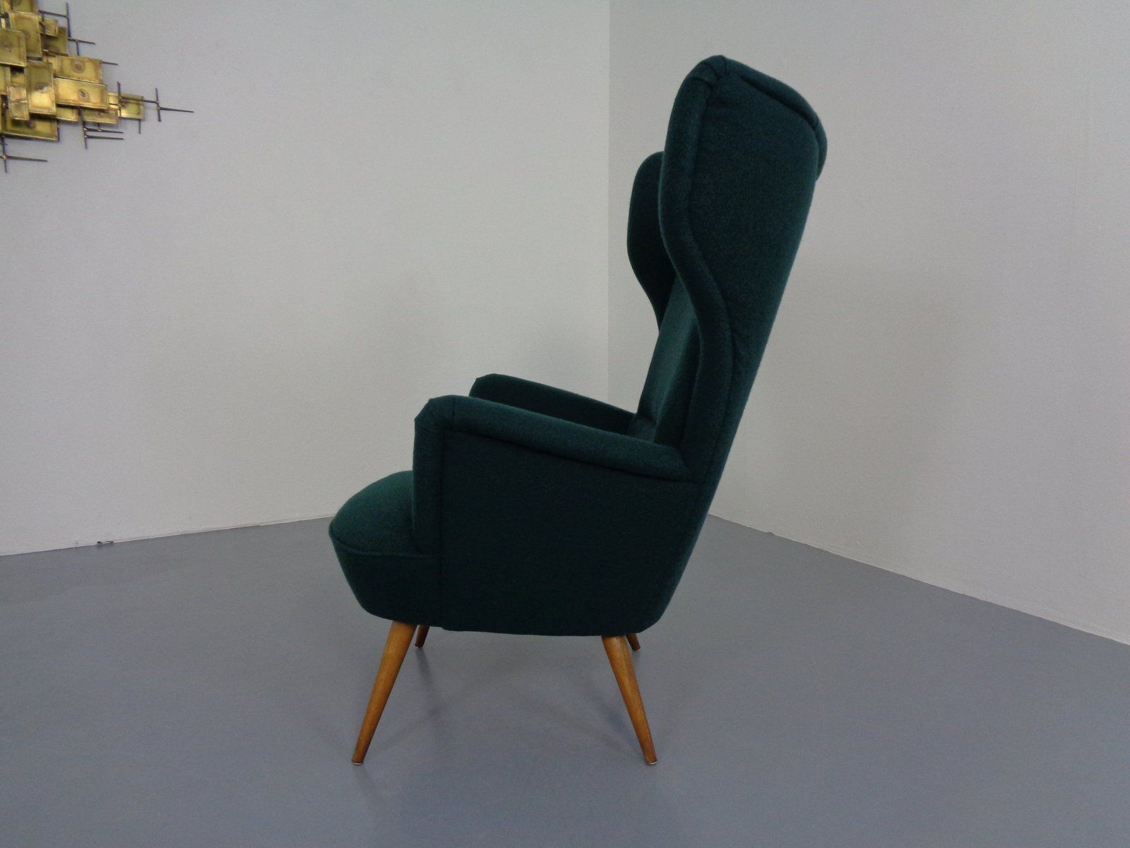 photo furniture French Wingback Chair With Kvadrat Tonica Upholstery, 1950s