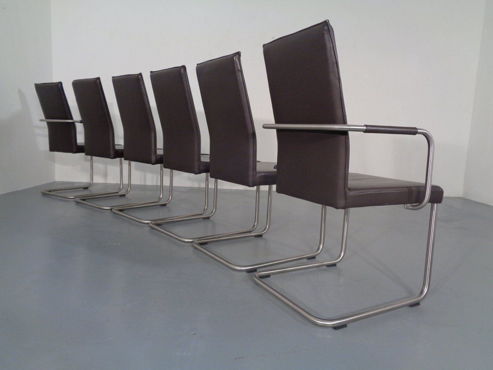 Leather Cantilever Dining Chairs By Karl Friedrich Förster For Kff, 1990s, Set Of 6 photo 698.0