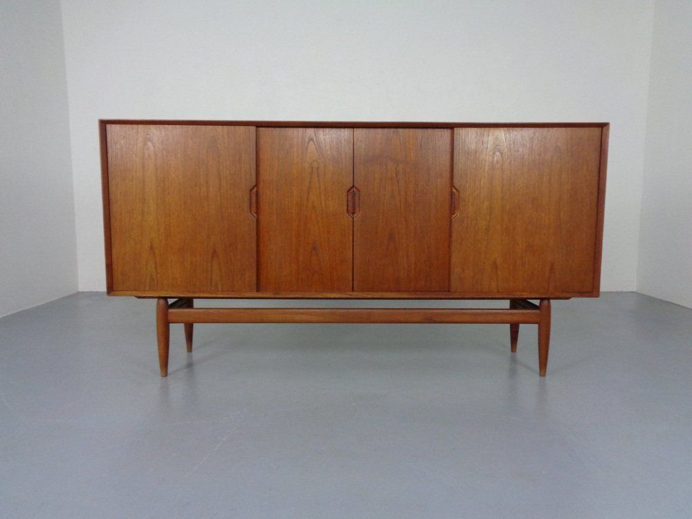 Large Teak Sideboard By Henry Rosengren Hansen For Brande Møbelindustri, Denmark, 1950s