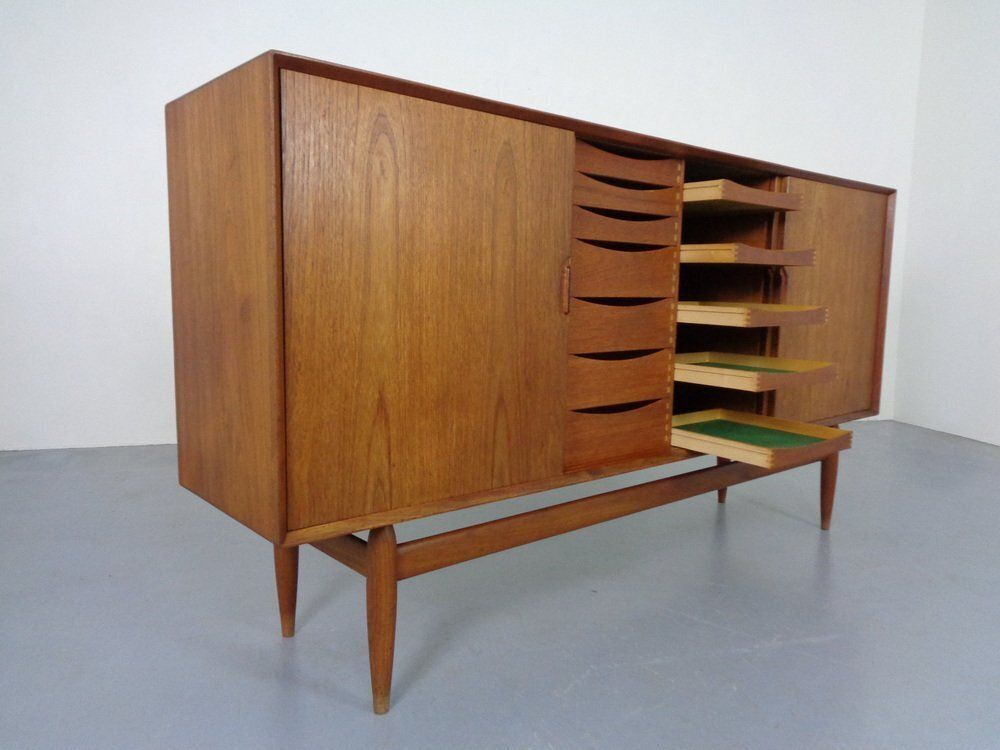 Large Teak Sideboard By Henry Rosengren Hansen For Brande Møbelindustri, Denmark, 1950s photo vintage