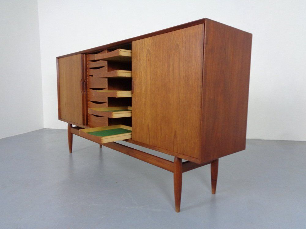photo furniture Large Teak Sideboard By Henry Rosengren Hansen For Brande Møbelindustri, Denmark, 1950s