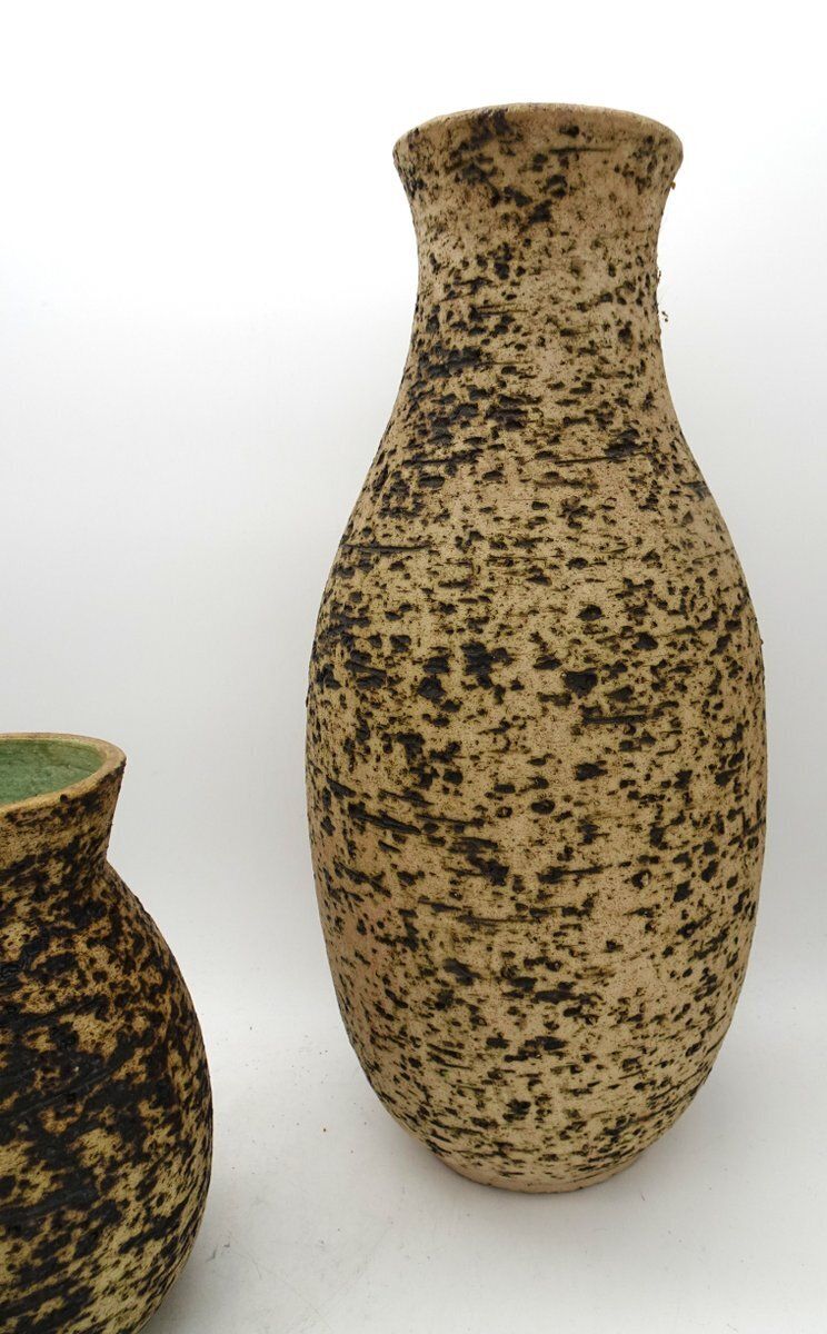 Dutch Ceramic Birch Bark Series Vase From Pieter Groeneveldt, 1960s, Set Of 3 photo for sale
