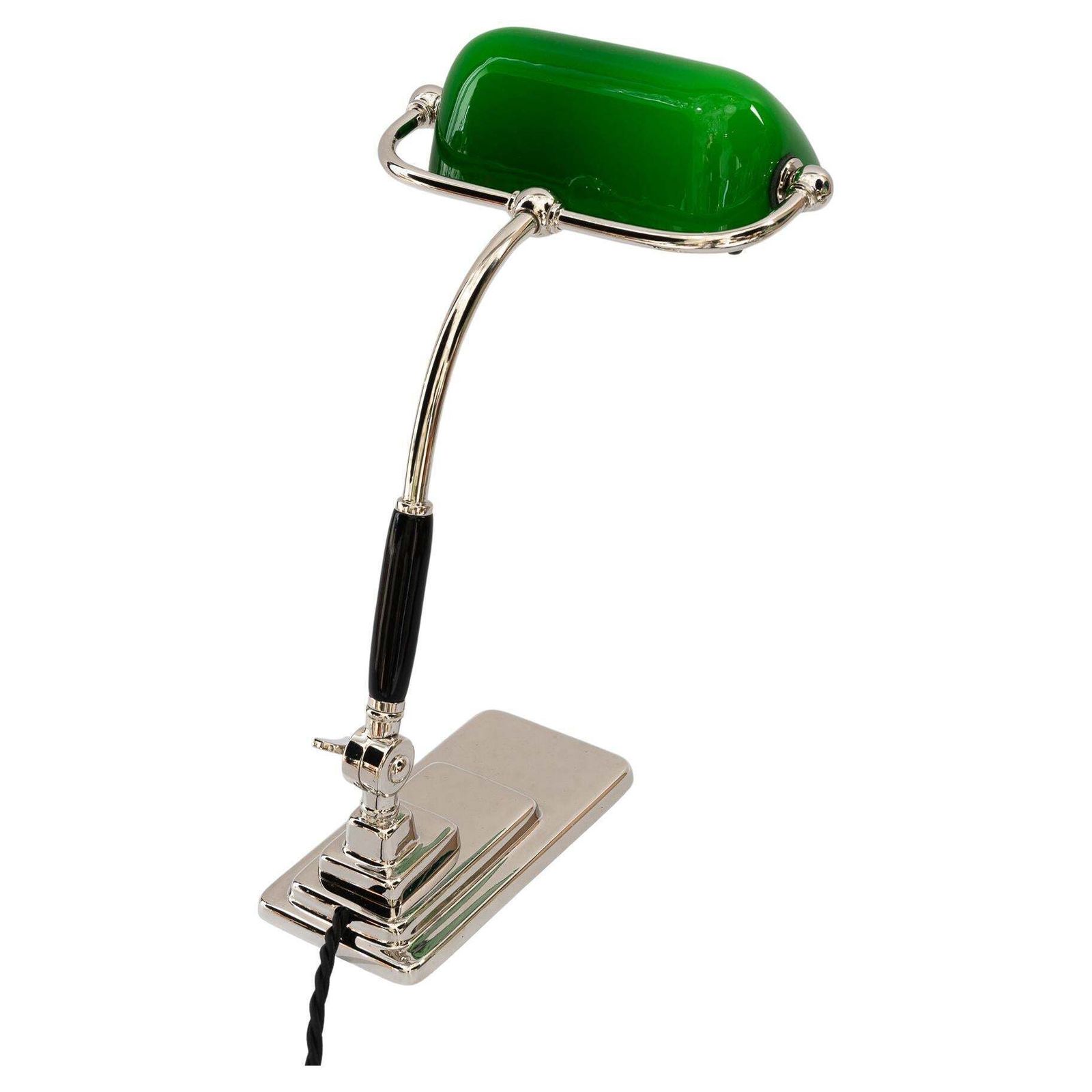 Art Deco Banker Lamp With Green Glass Shade Vienna Around 1920s