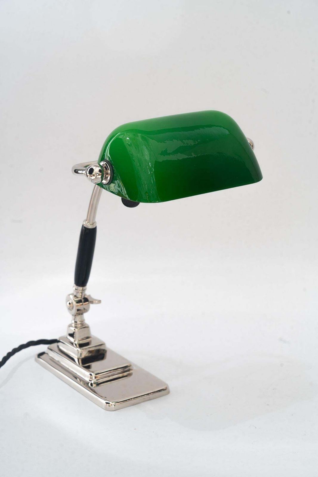 Art Deco Banker Lamp With Green Glass Shade Vienna Around 1920s photo Lighting