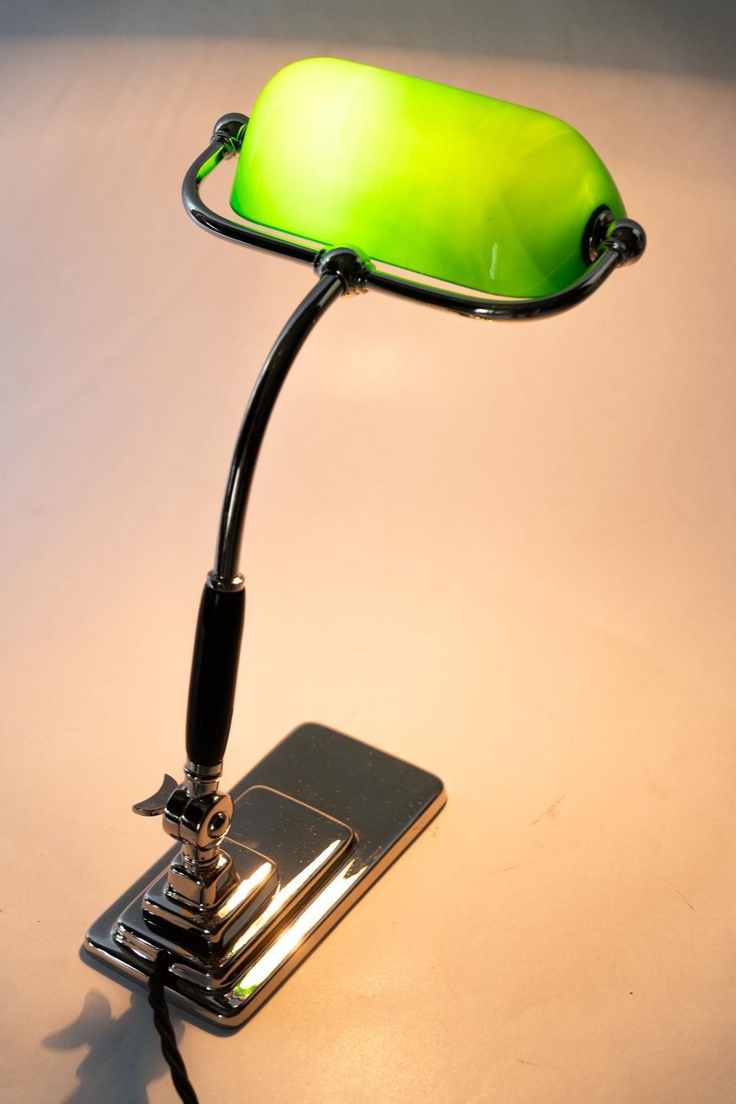 Art Deco Banker Lamp With Green Glass Shade Vienna Around 1920s photo buy