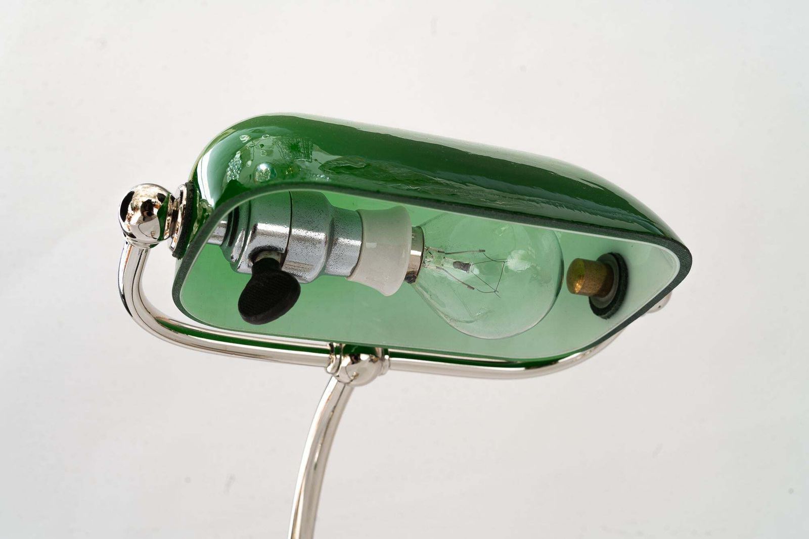 photo furniture Art Deco Banker Lamp With Green Glass Shade Vienna Around 1920s