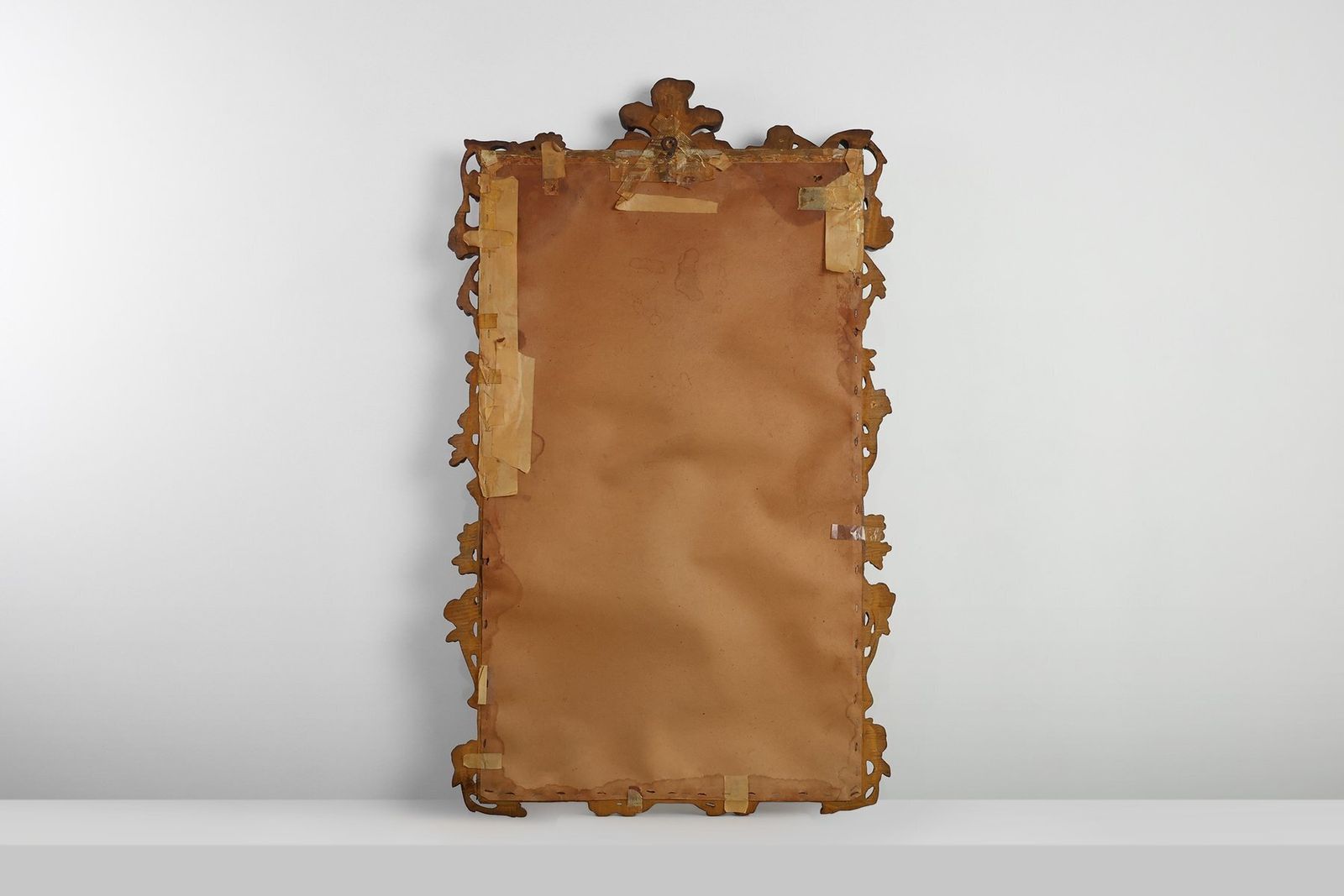 photo for sale Romantic Wooden Mirror With Floral Details, France, 1950s