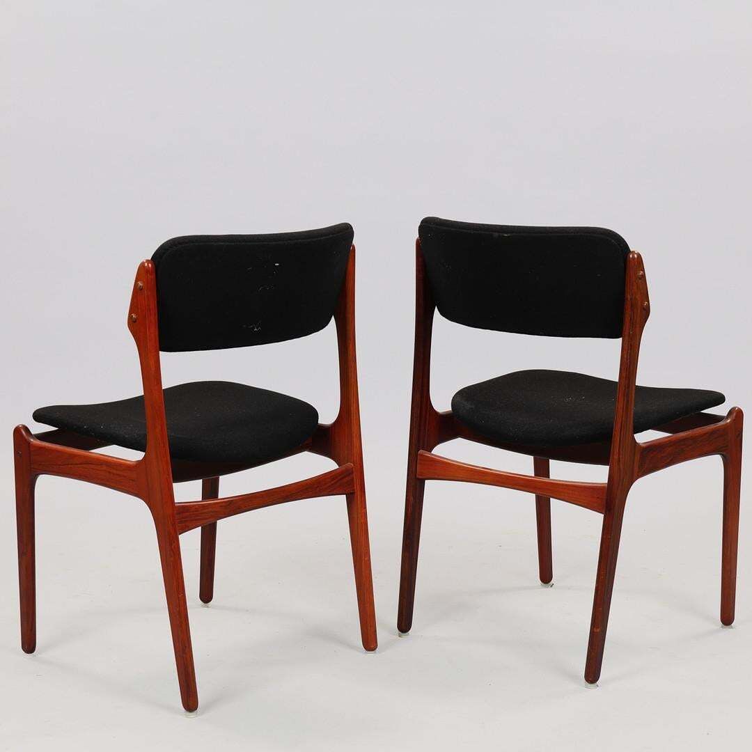 Danish Hardwood Dining Chairs Od 49 By Erik Buch Black Upholstery photo furniture