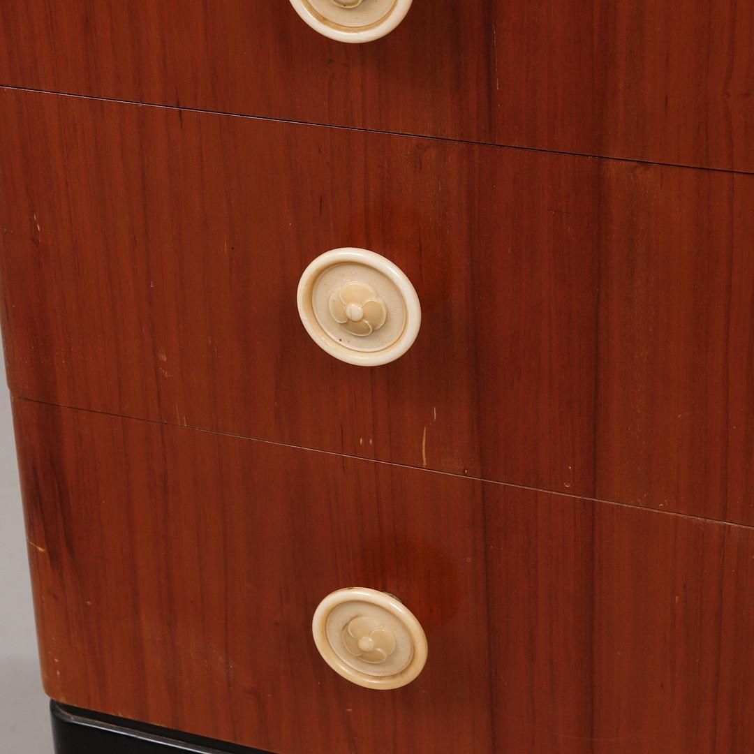 Late Art Deco Mahogany Chest Of Drawers With Bakelite Handles photo vintage
