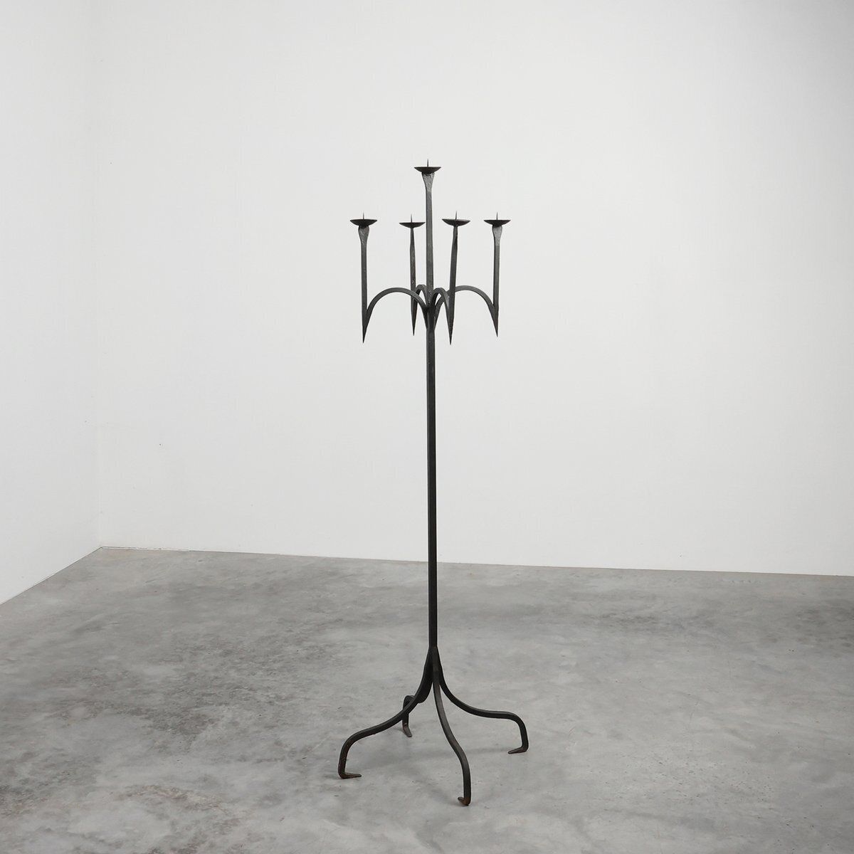 19th Century Neo‑Gothic Wrought Iron Candelabrum, France