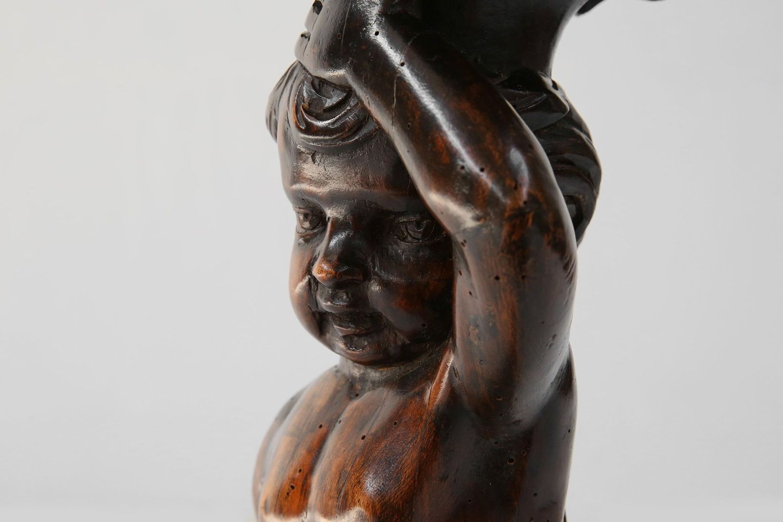 Carved Walnut Pedestal Table With Putto, France, 1850s photo buy