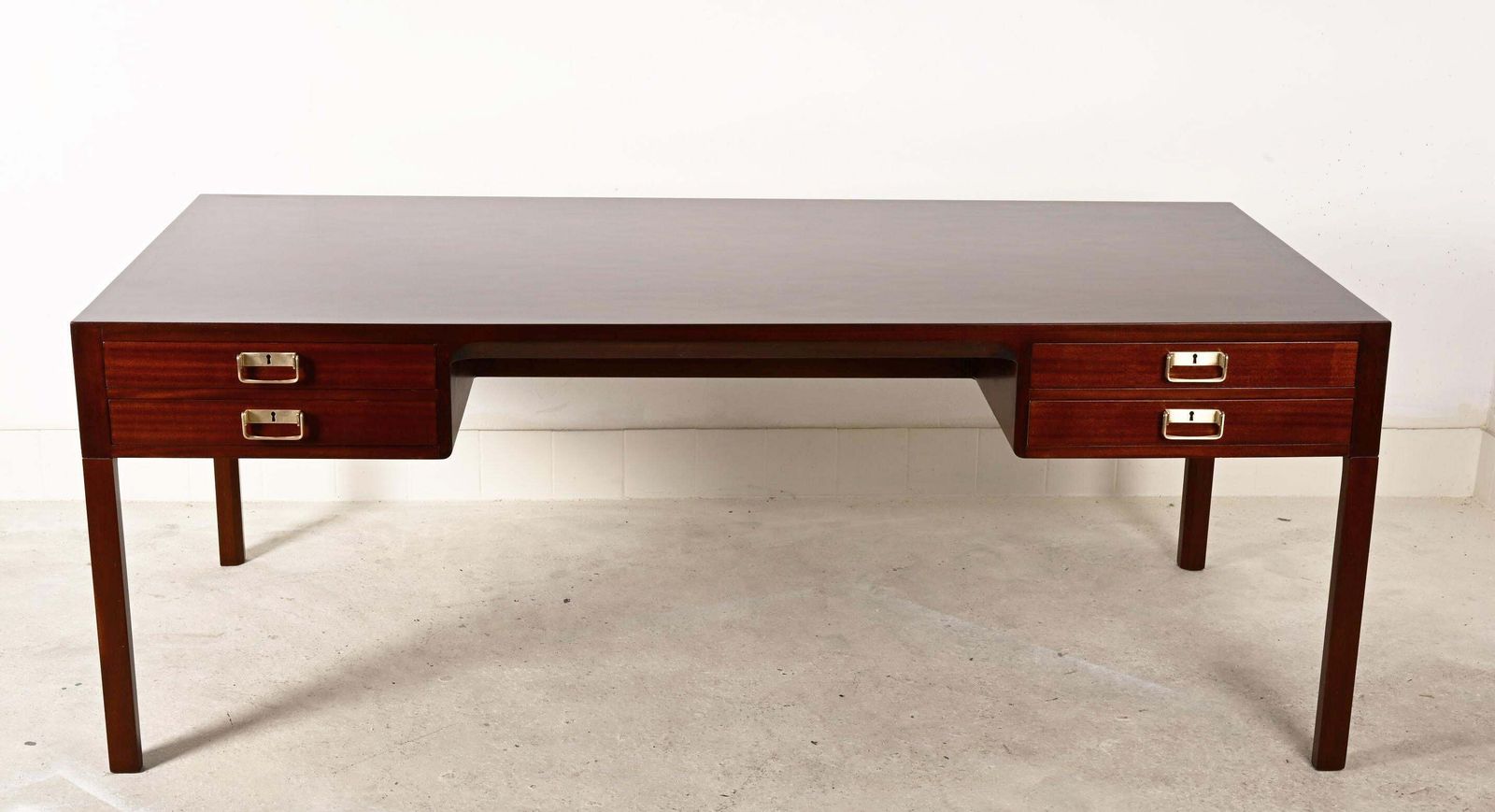 Large Danish Mahogany Desk By Bernt Petersen & Rud Rasmussen, 1960s photo furniture