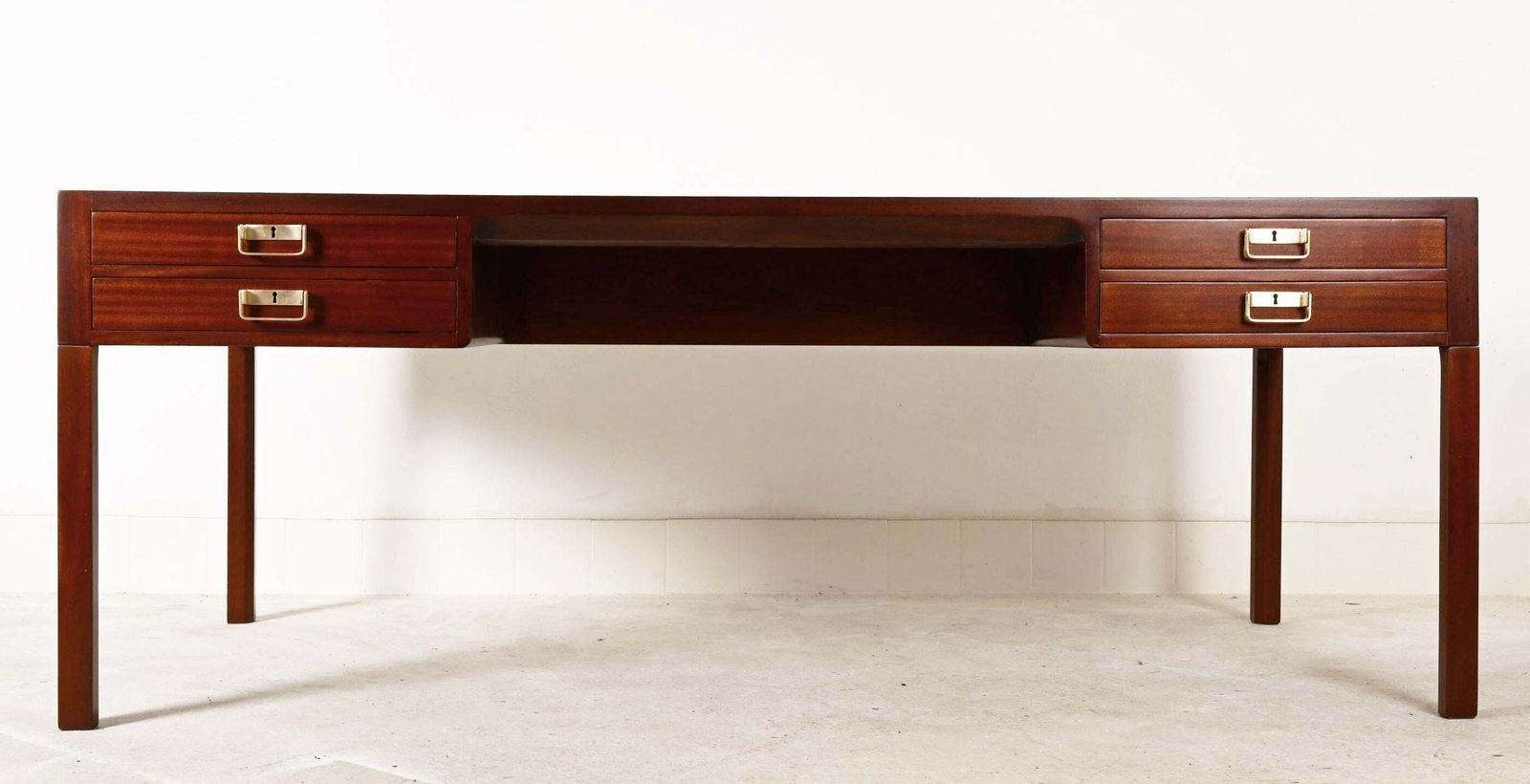 Large Danish Mahogany Desk By Bernt Petersen & Rud Rasmussen, 1960s photo Furniture