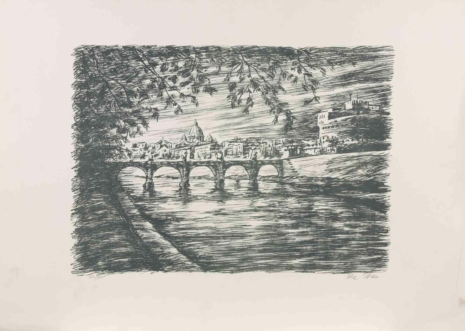 Michele De Meoview Of Rome   Lithograph By Michele De Meo   1990s1990s