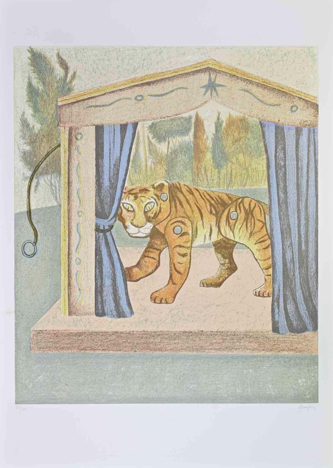 Enrico Benagliathe Tiger   Lithograph By Enrico Benaglia   1990s1990s