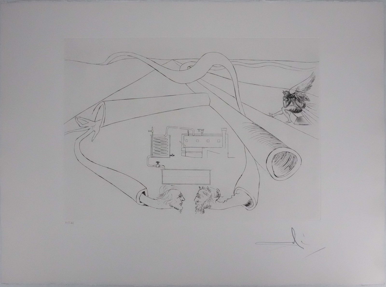 Tribute To Leonardo Da Vinci, Oil Cracking   Original Handsigned Etching1975