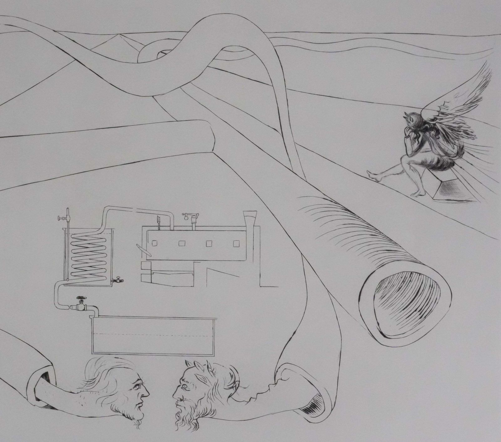 Tribute To Leonardo Da Vinci, Oil Cracking   Original Handsigned Etching1975 photo 1334.0
