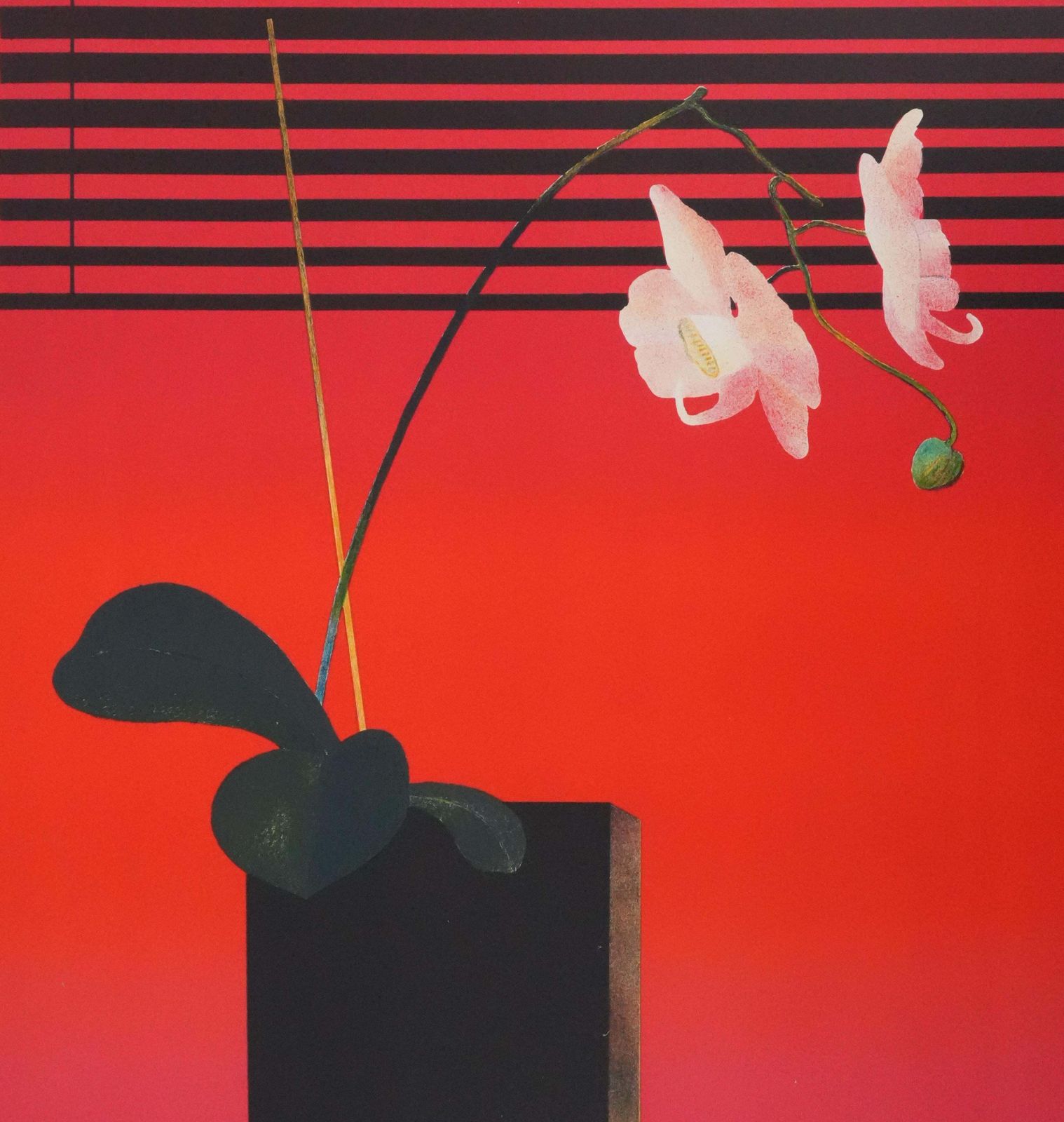 Pierre Garcia Fonsflower Pot With Red Background   Original Lithograph, Signed photo Art