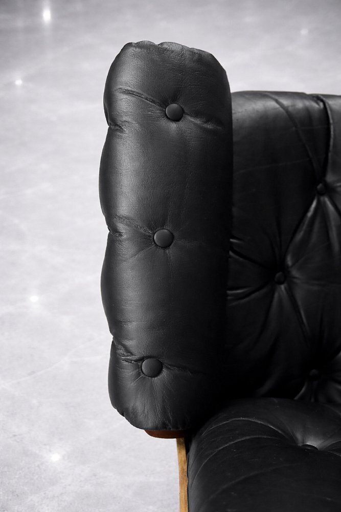 Mid Century Modern Zwitserse Leren En Bentwood Loungestoel Van Martin Stoll Voor Giroflex, Jaren 1960 photo buy