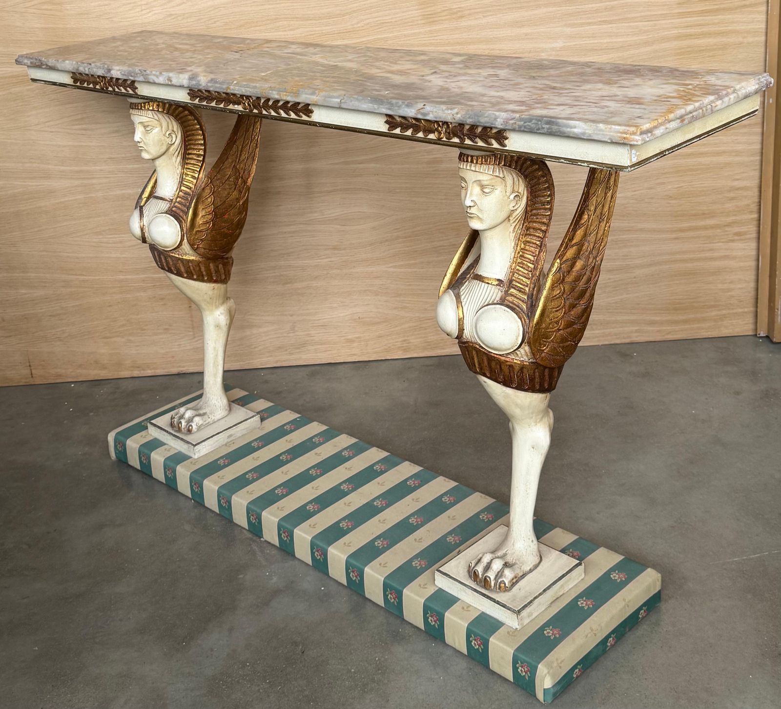 20th Century Swedish Empire Console In Carved, Polychrome And Gilded Wood photo Furniture