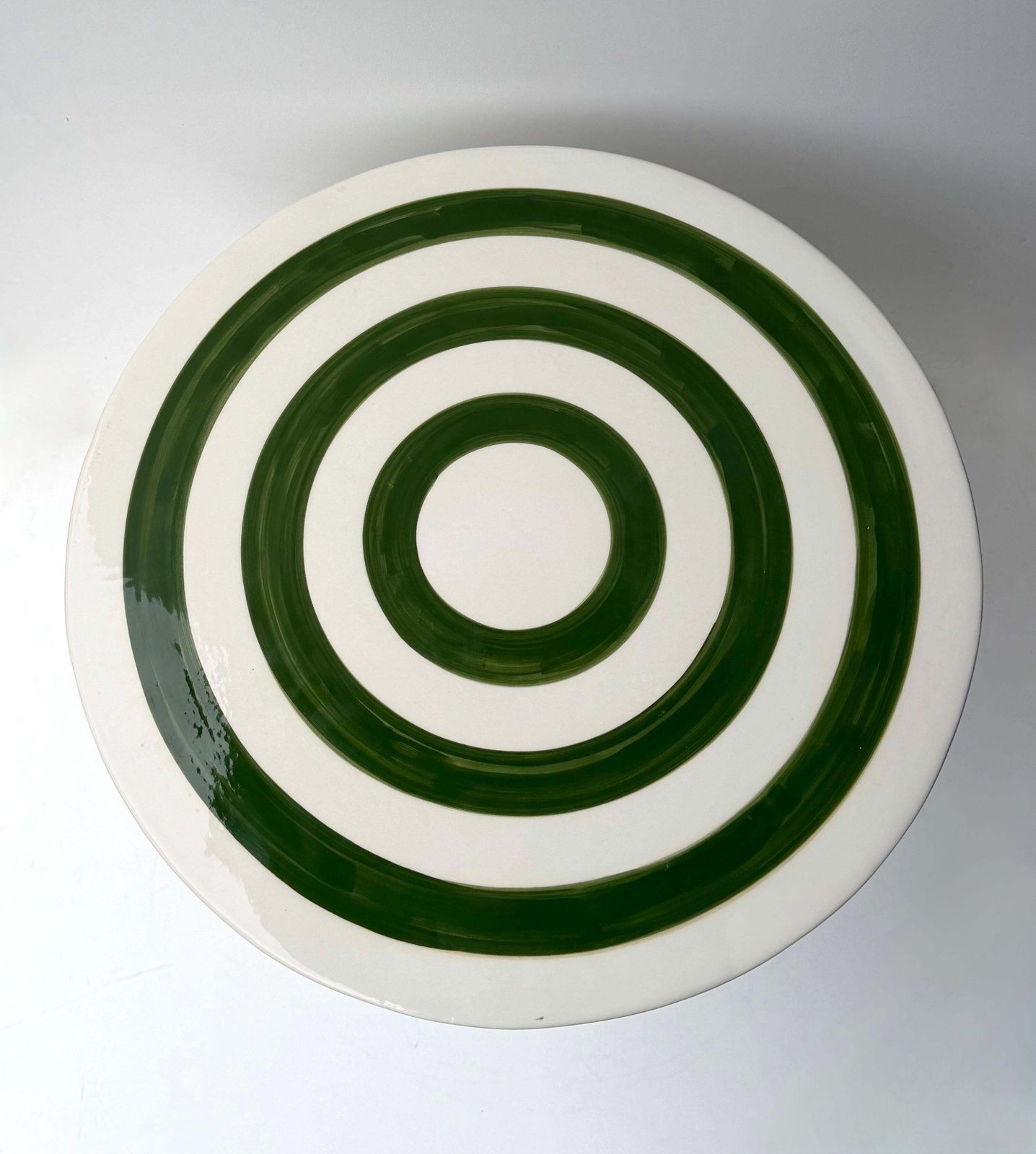 Contemporary Pair Of Green And White Ceramic Stripe Side Tables. Italy photo buy