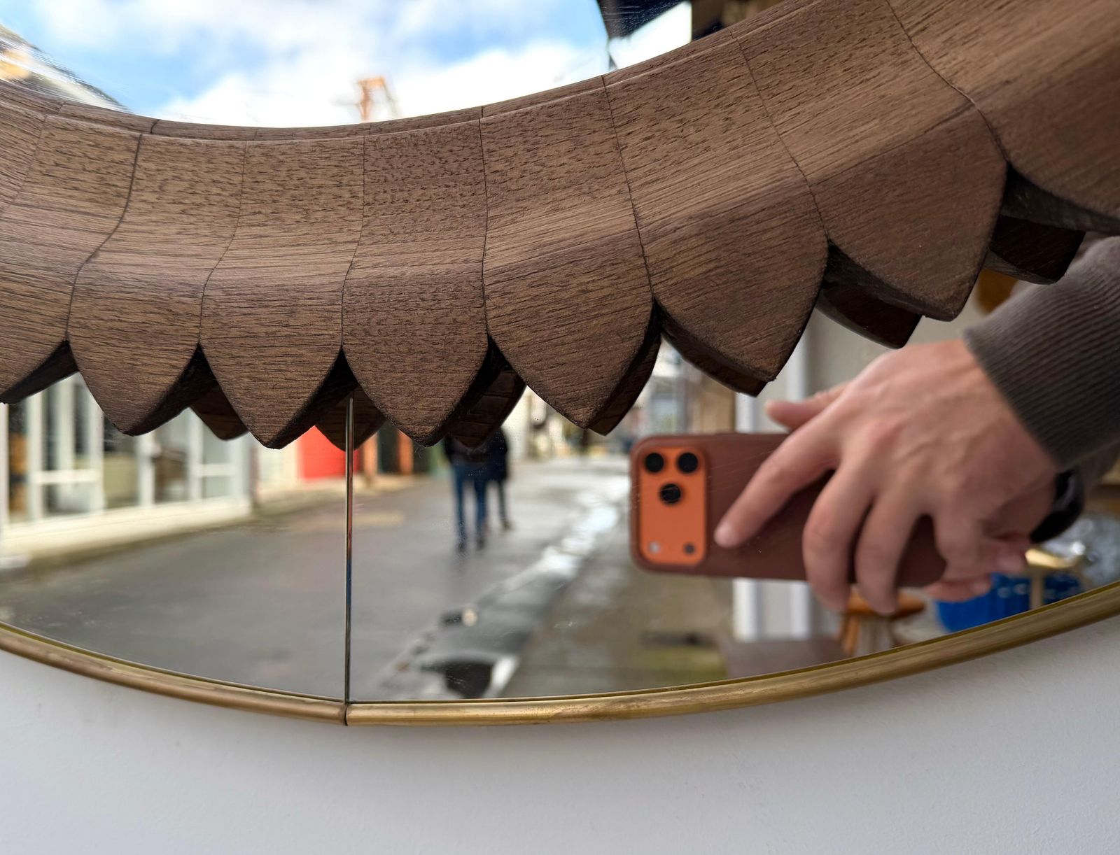 Wood And Brass Mirror By Fratelli Marelli. Italy, 1950s photo vinterior