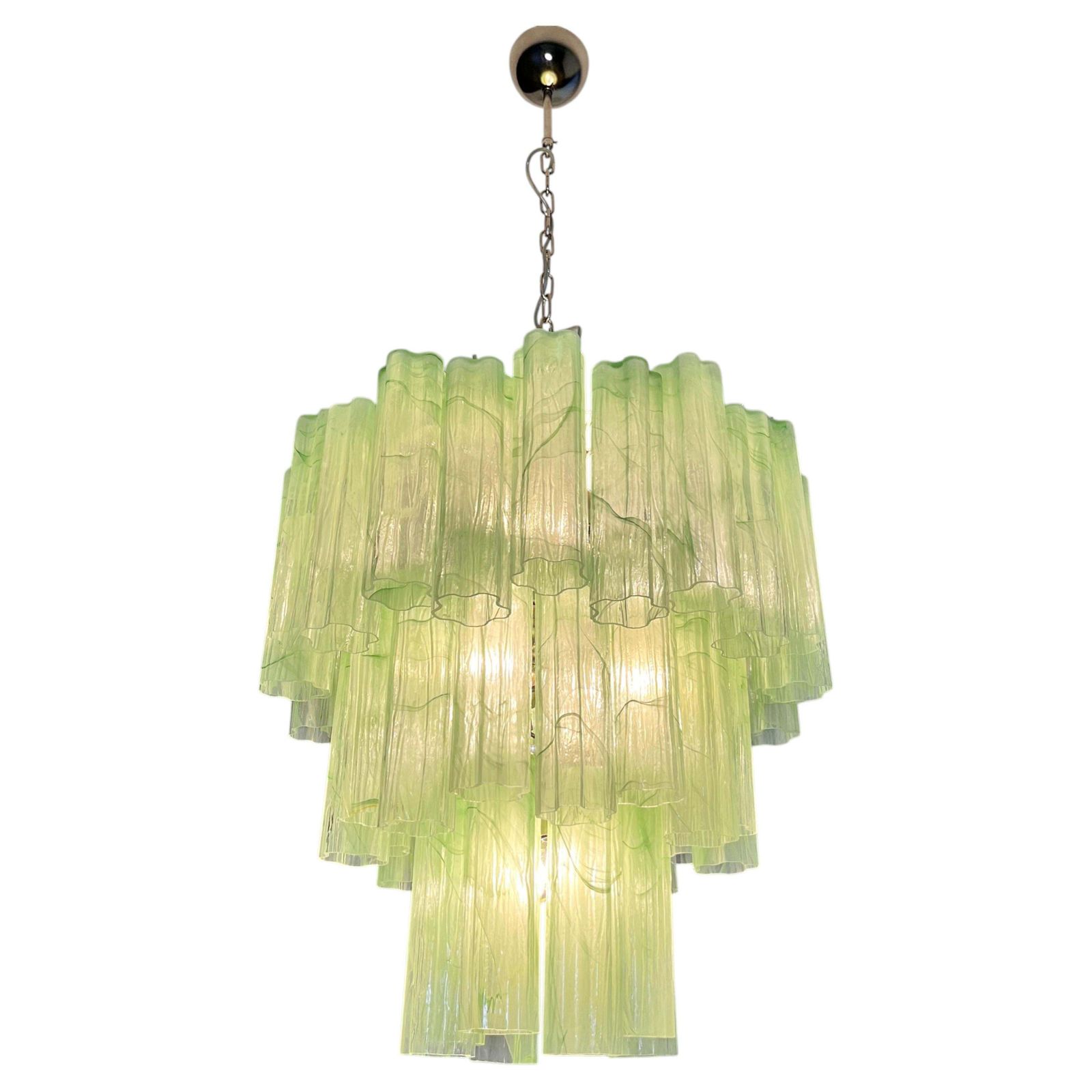 Pair Italian Chandeliers In Murano Glass photo vinterior