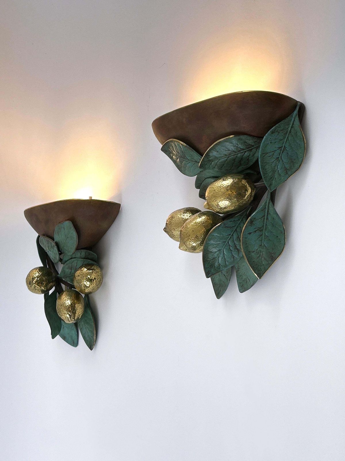 photo vintage Set Of Two Rare & Amazing Mid Century Brass Lemon Sconces By Hans Möller 1970s