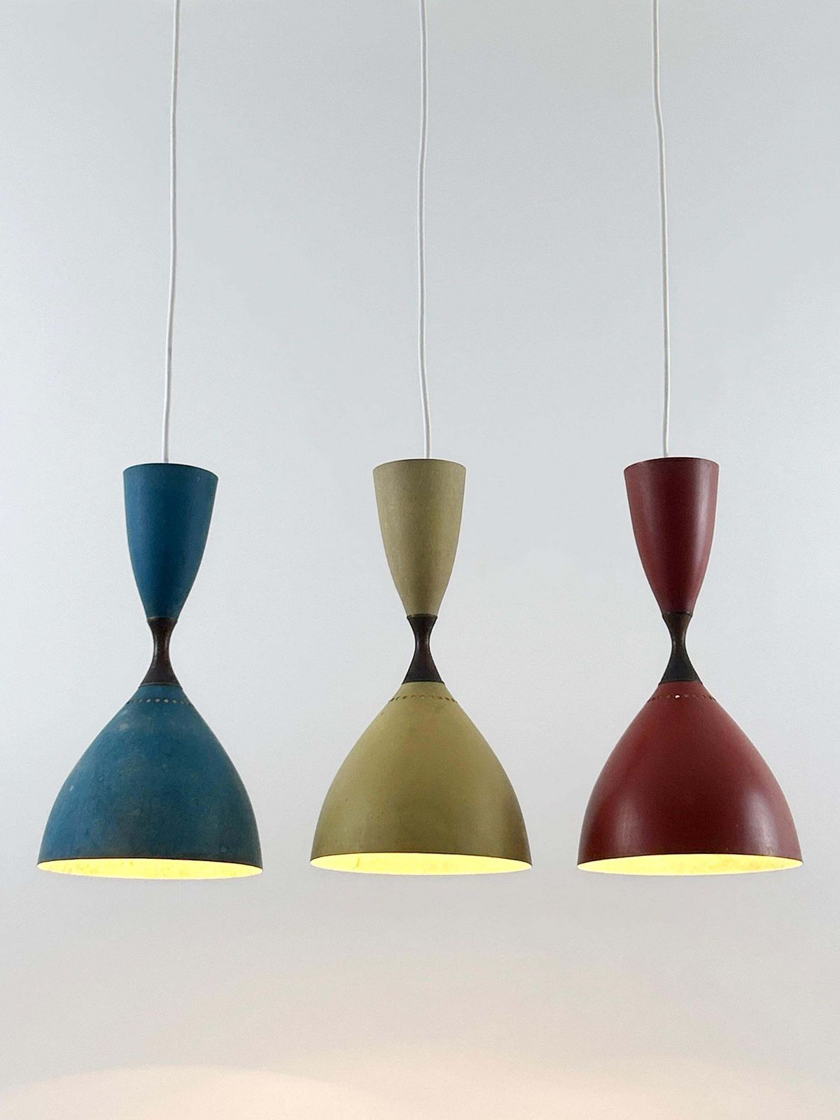 Set Of Three Diabolo Pendant Lamps By Svend Middelboe For Nordisk Solar 1958 photo Lighting
