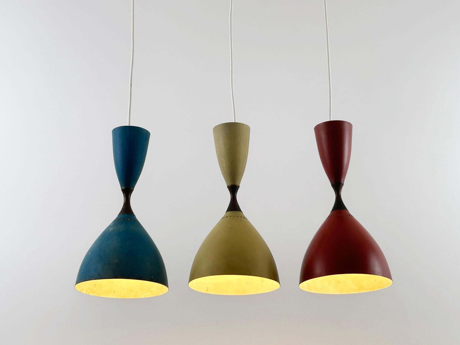 Set Of Three Diabolo Pendant Lamps By Svend Middelboe For Nordisk Solar 1958 photo vinterior