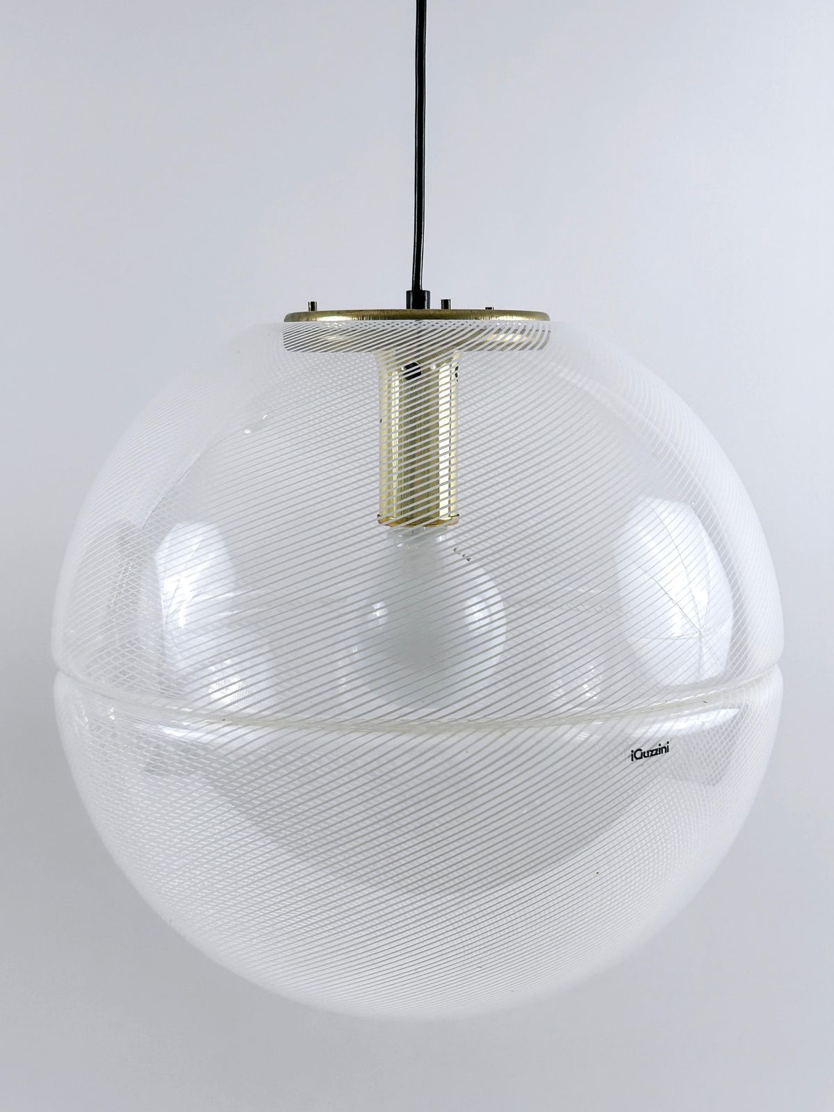 1 Of 2 Elegant Mid Century Modern Sfera Pendant Lamps By Iguzzini Italy 1970s photo vinterior