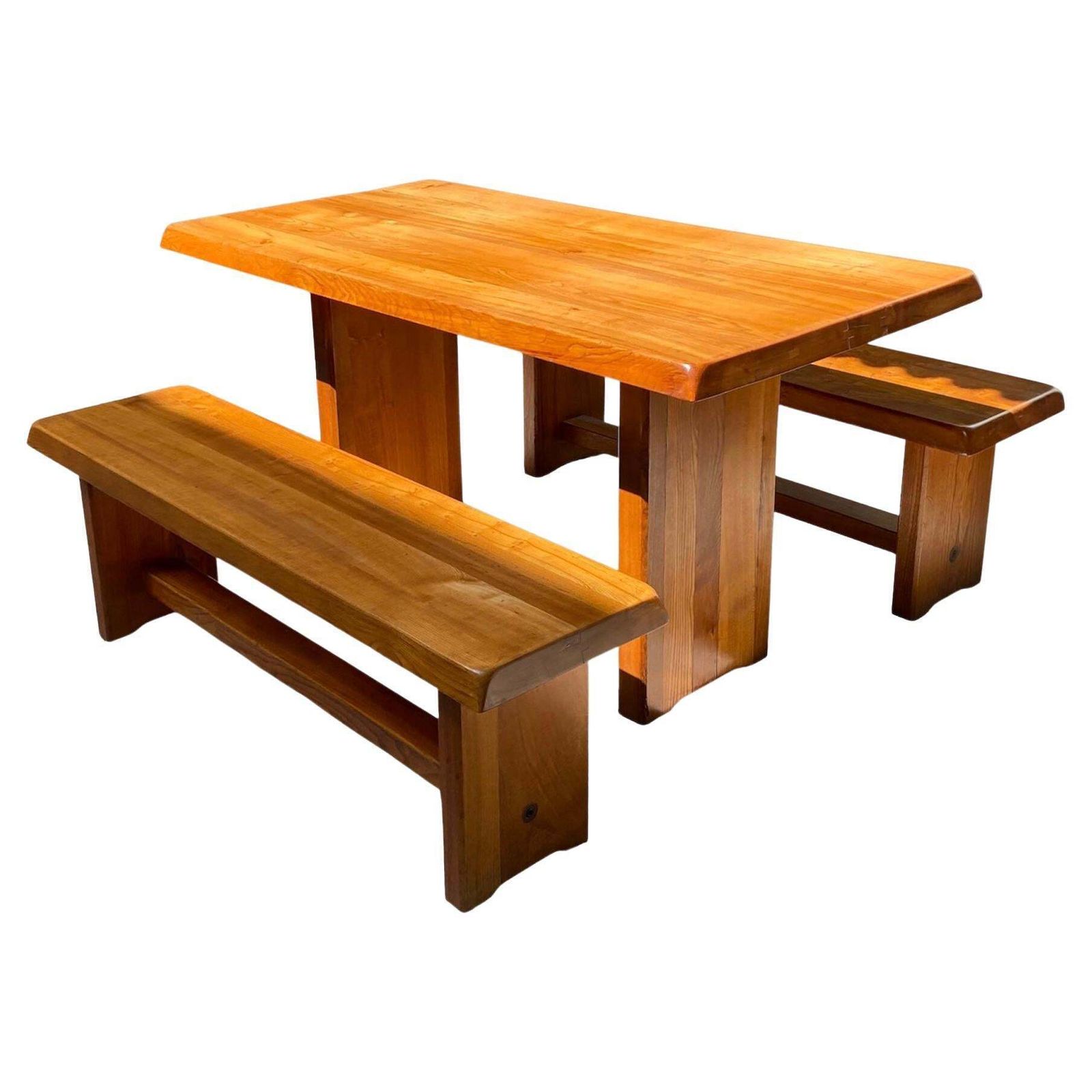 Pierre Chapo   T14a Table And Benches Set   Circa 1970