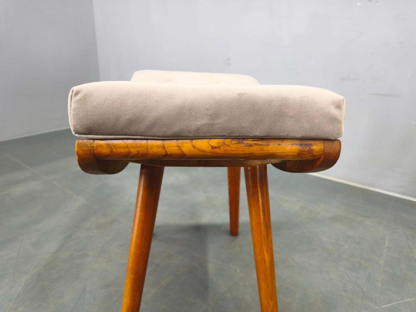 Mid Century Solid Maple Footstools With Curved Frames, 1960s photo vintage