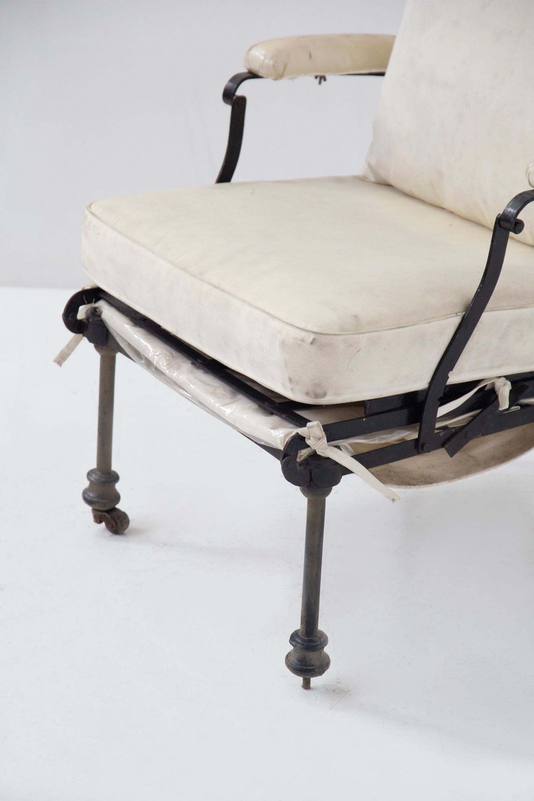Furniture French Art Deco Country Deck Chair In Iron With Fabric Cushions photo