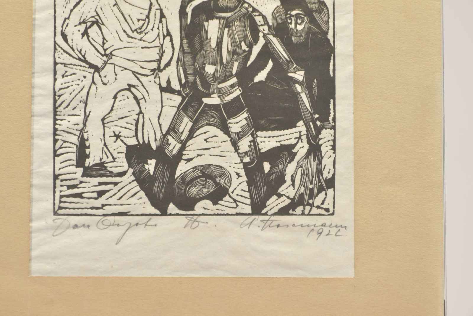 Don Quichotte Von Der Mancha, Arminius Hasemann, Woodcut, Berlin, 1922, On Japanese Paper Under Glass photo for sale