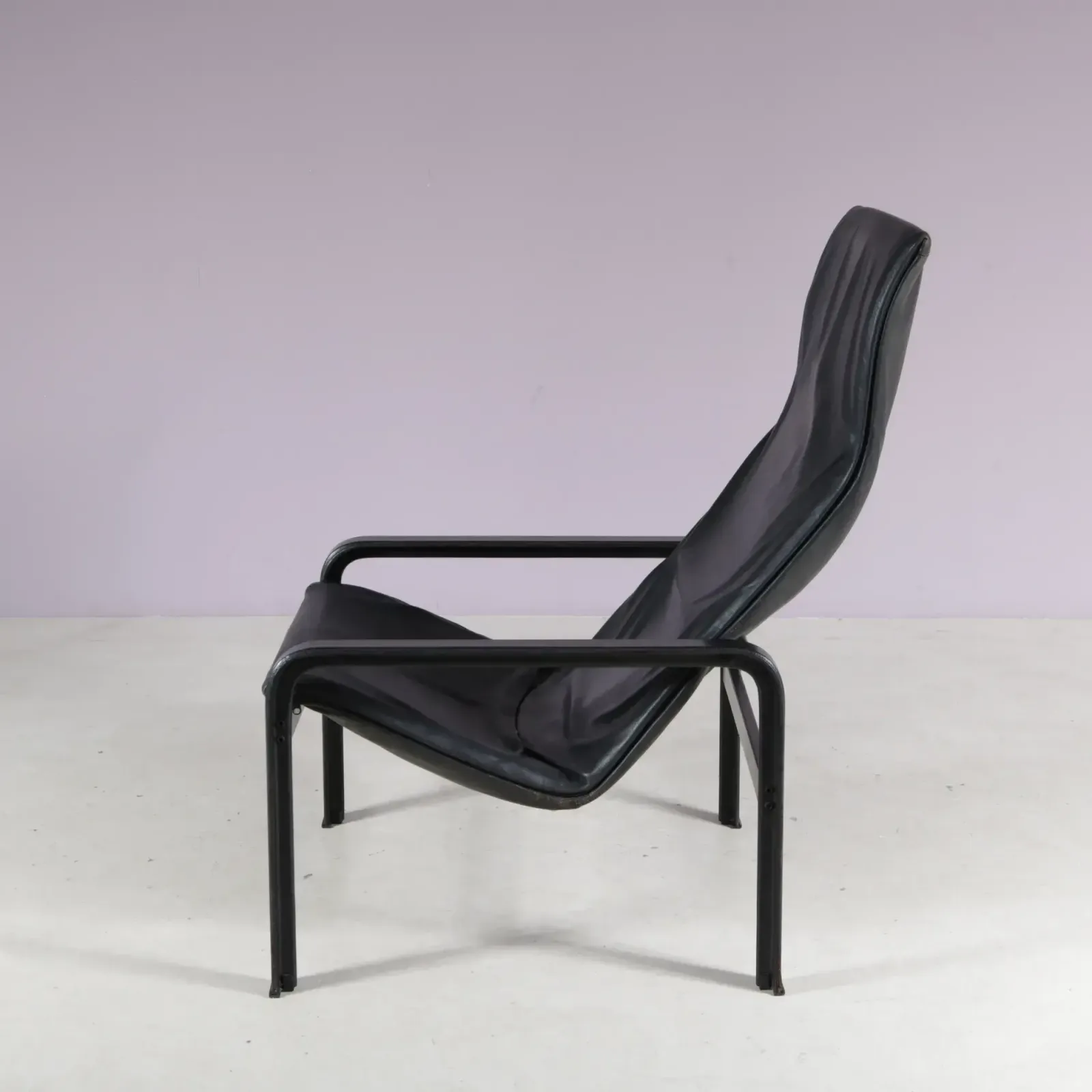 1980s Black Leather Lounge Chair By Jacques Toussaint & Patrizia Angeloni For Matteo Grassi, Italy photo furniture